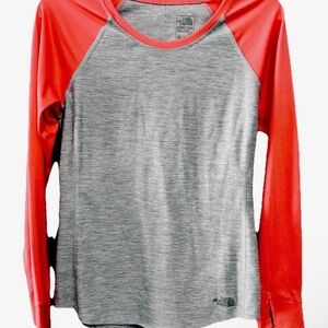 The North Face Coral and Gray Raglan Top